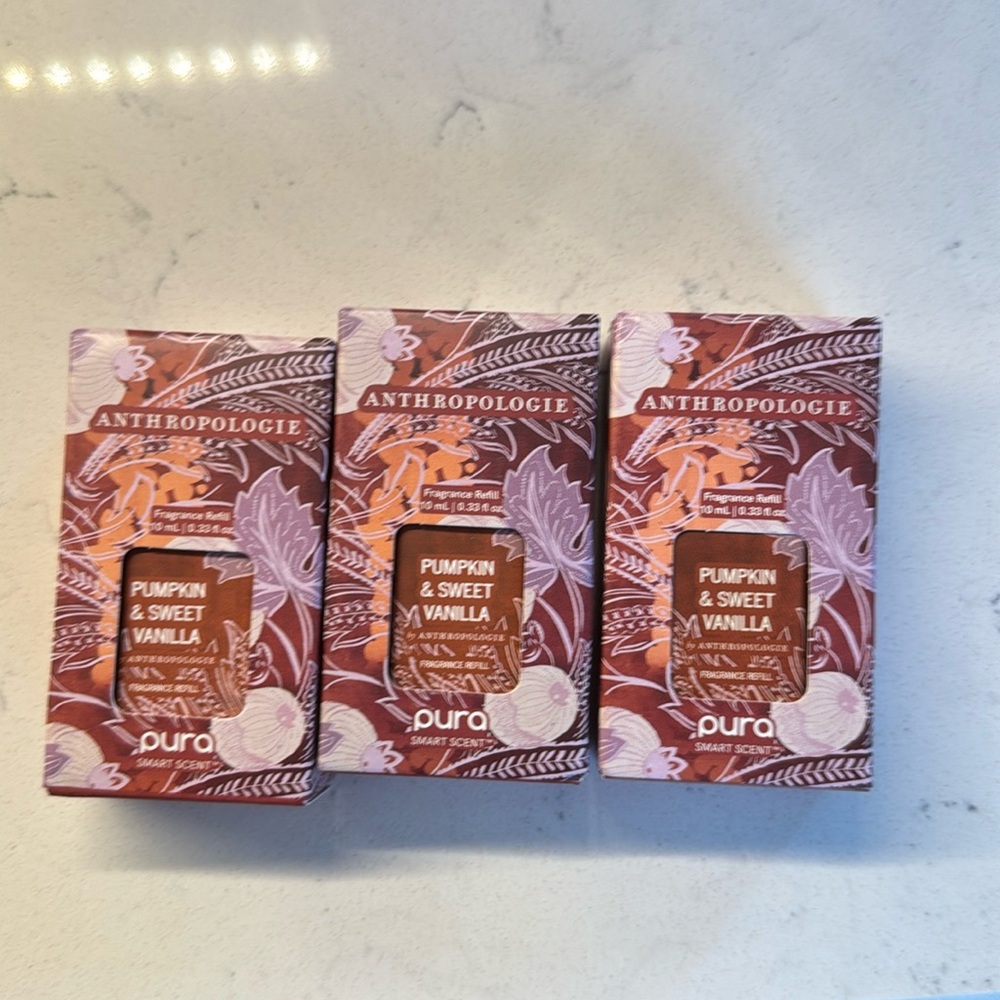 3 Anthropologie pumpkin and sweet vanilla Pura smart scent.